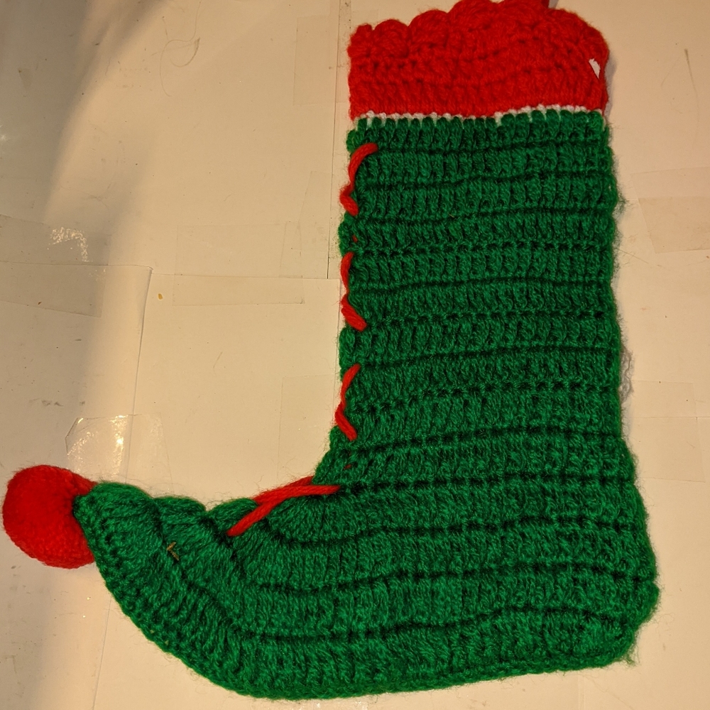 Vintage handmade knitted stocking